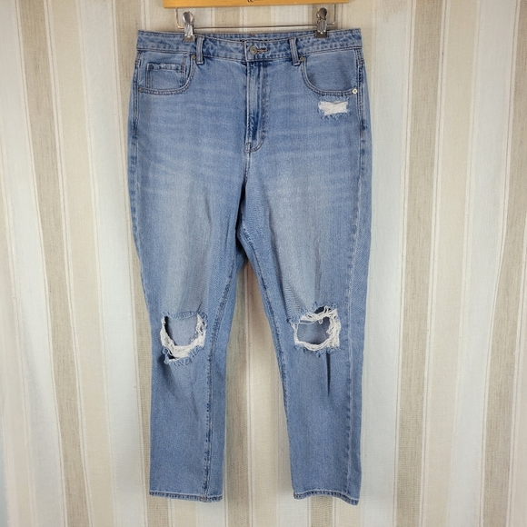 American Eagle High Rise Mom Jeans‎ Blue Size 14 - Picture 1 of 11